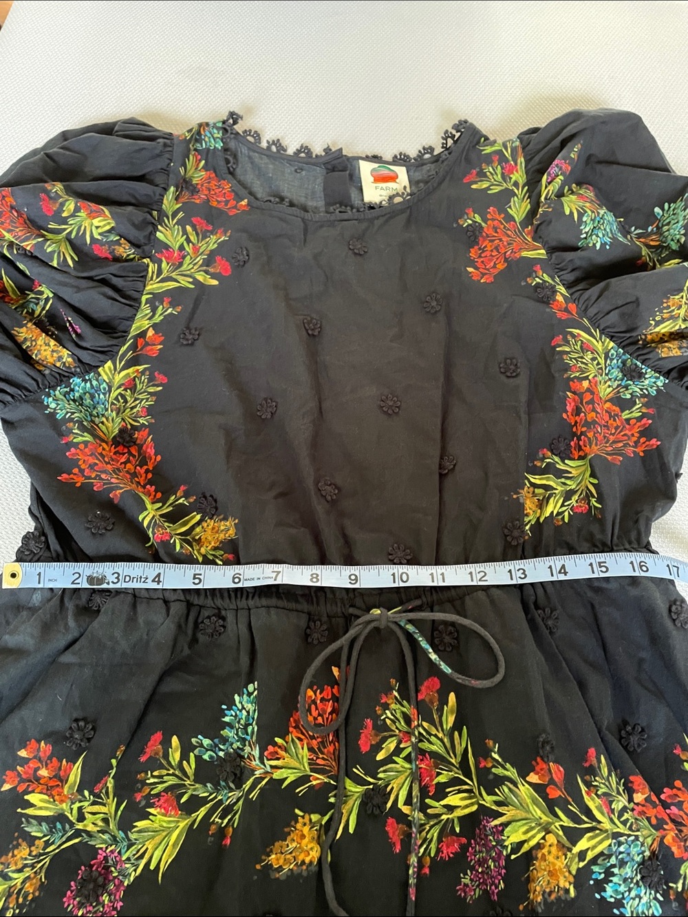 FARM Rio Black Louise Floral Cotton Mini Dress Size XL - Picture 8 of 12